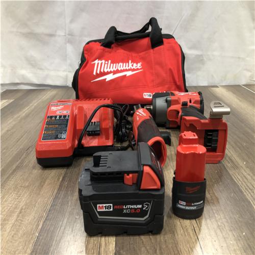 AS-IS Milwaukee FUEL 18V Cordless Mid Torque 1/2 in. Impact Wrench w/ 12 FUEL 3/8 in. Ratchet Combo Kit