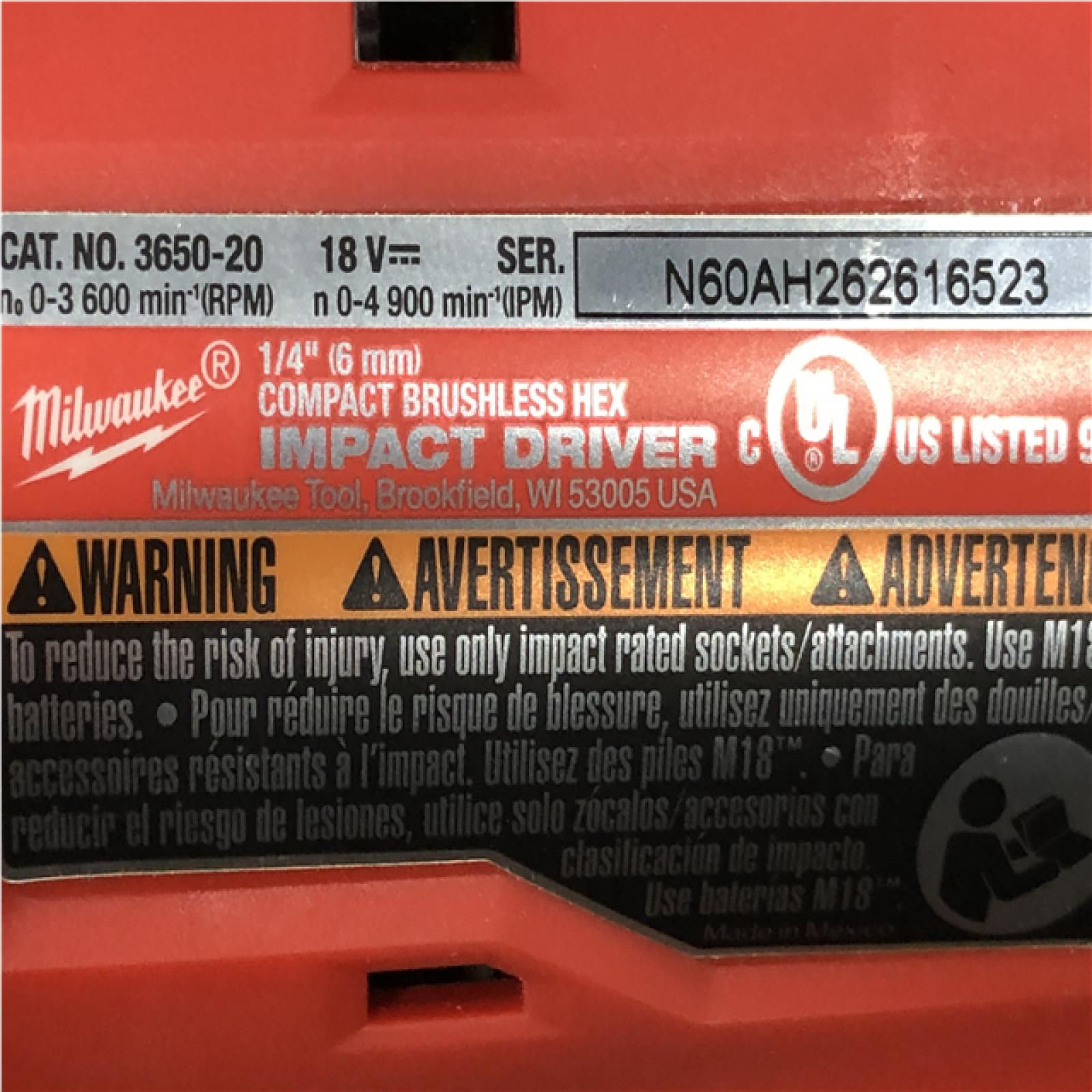 AS-IS Milwaukee 18-Volt Lithium-Ion Compact Brushless Cordless 1/4 in. Impact Driver Kit