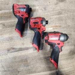 HOUSTON LOCATION - AS-IS MILWAUKEE 3 TOOL COMBO KIT W/ (2) BATTERY & CHARGER