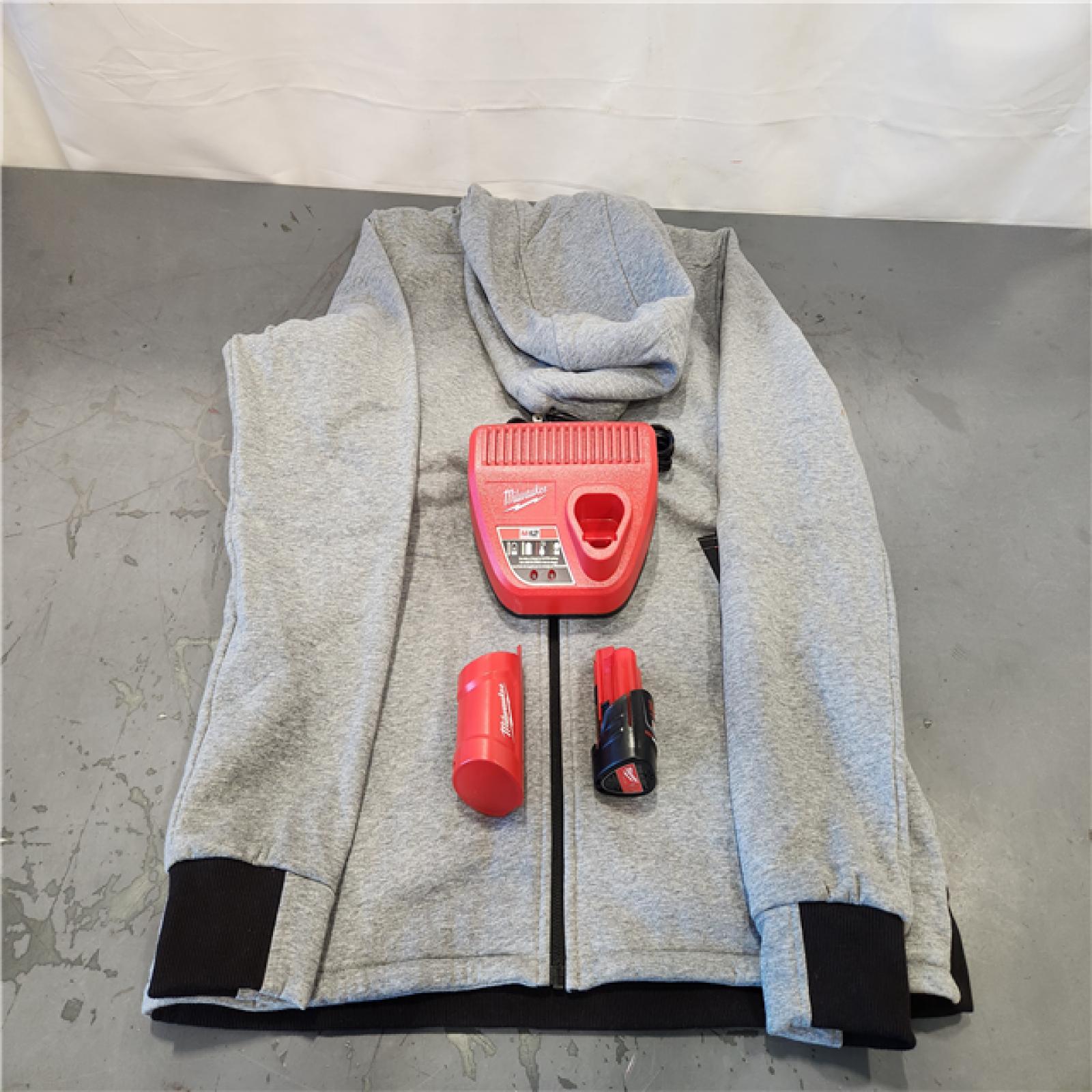 AS-IS- Women's Large M12 12-Volt Lithium-Ion Cordless Gray Heated Jacket Hoodie Kit