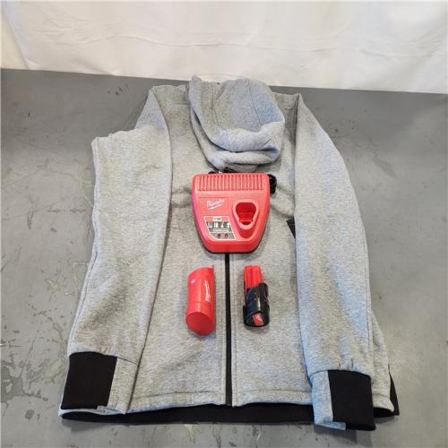 AS-IS- Women's Large M12 12-Volt Lithium-Ion Cordless Gray Heated Jacket Hoodie Kit