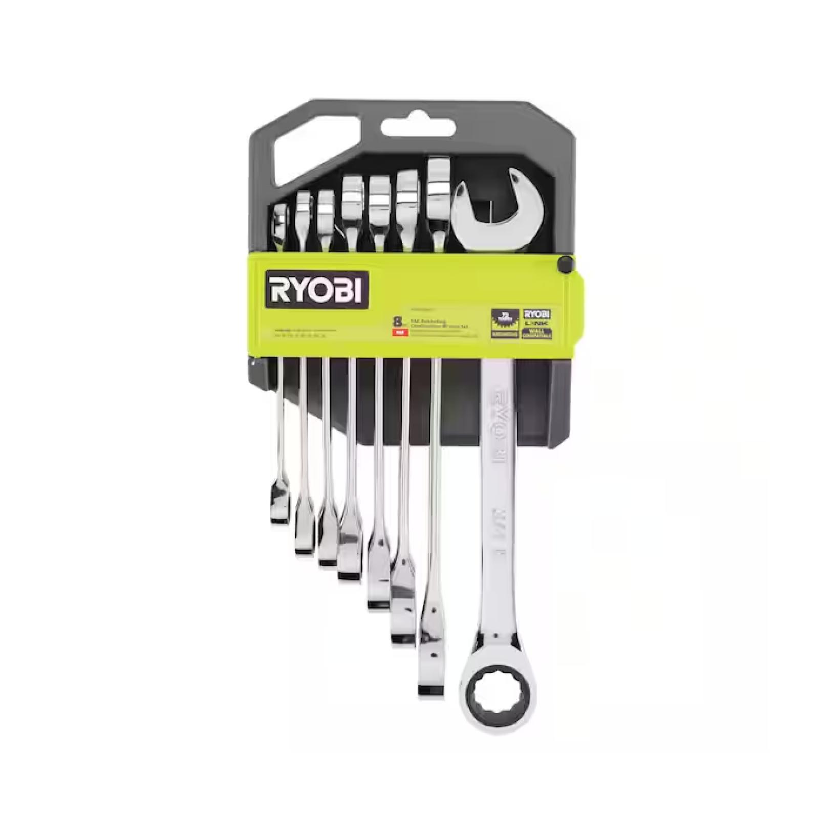 NEW! - RYOBI SAE Ratcheting Combination Wrench Set (8-Piece) (2 SETS)