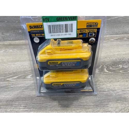 AS-IS DEWALT 20V MAX XR POWERSTACK Lithium-Ion 5.0Ah Battery (2 -Pack)