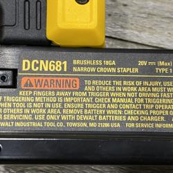 AS-IS DEWALT 20V MAX XR Lithium-Ion Cordless 18-Gauge Narrow Crown Stapler Kit