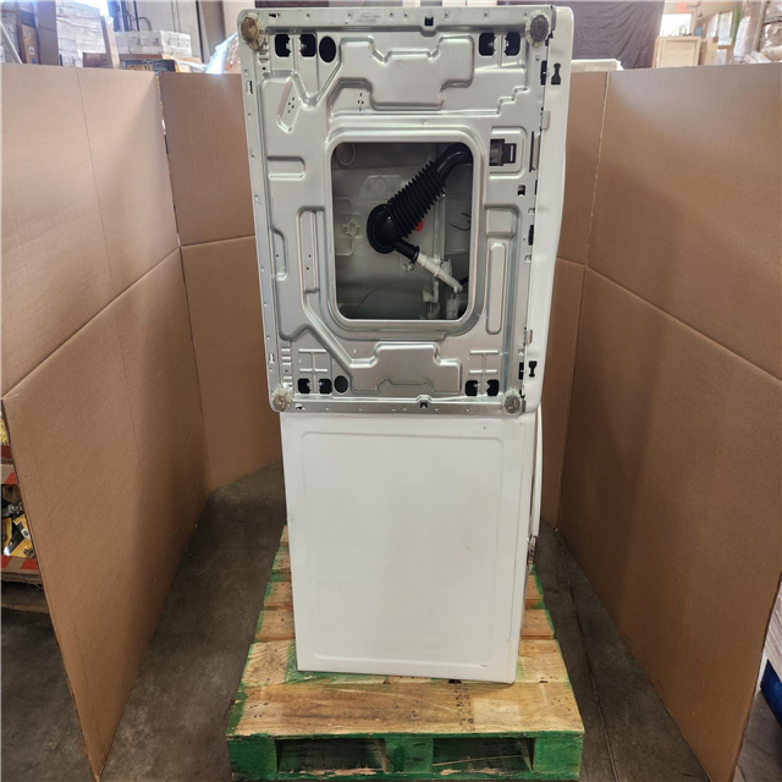 Phoenix AS-IS Samsung 4.5 cu. ft. High-Efficiency Front Load Washer in White with Self-Clean+ With 7.5 cu. ft. Vented Stackable Gas Dryer in White with Sensor Dry