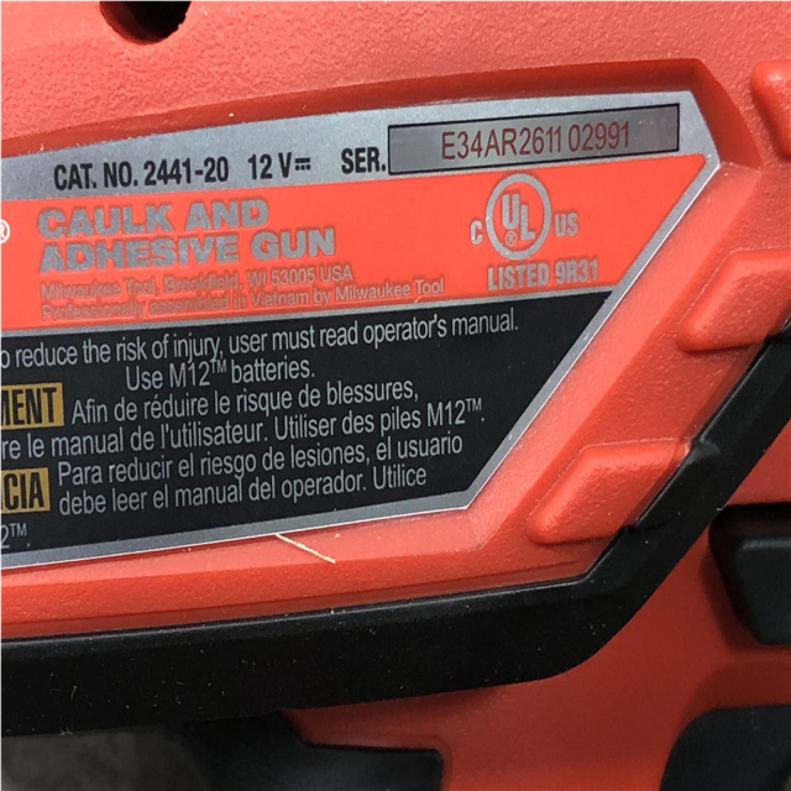 AS-IS Milwaukee 12V Lithium-Ion Cordless 10 oz. Adhesive and Caulk Gun (Tool-Only)