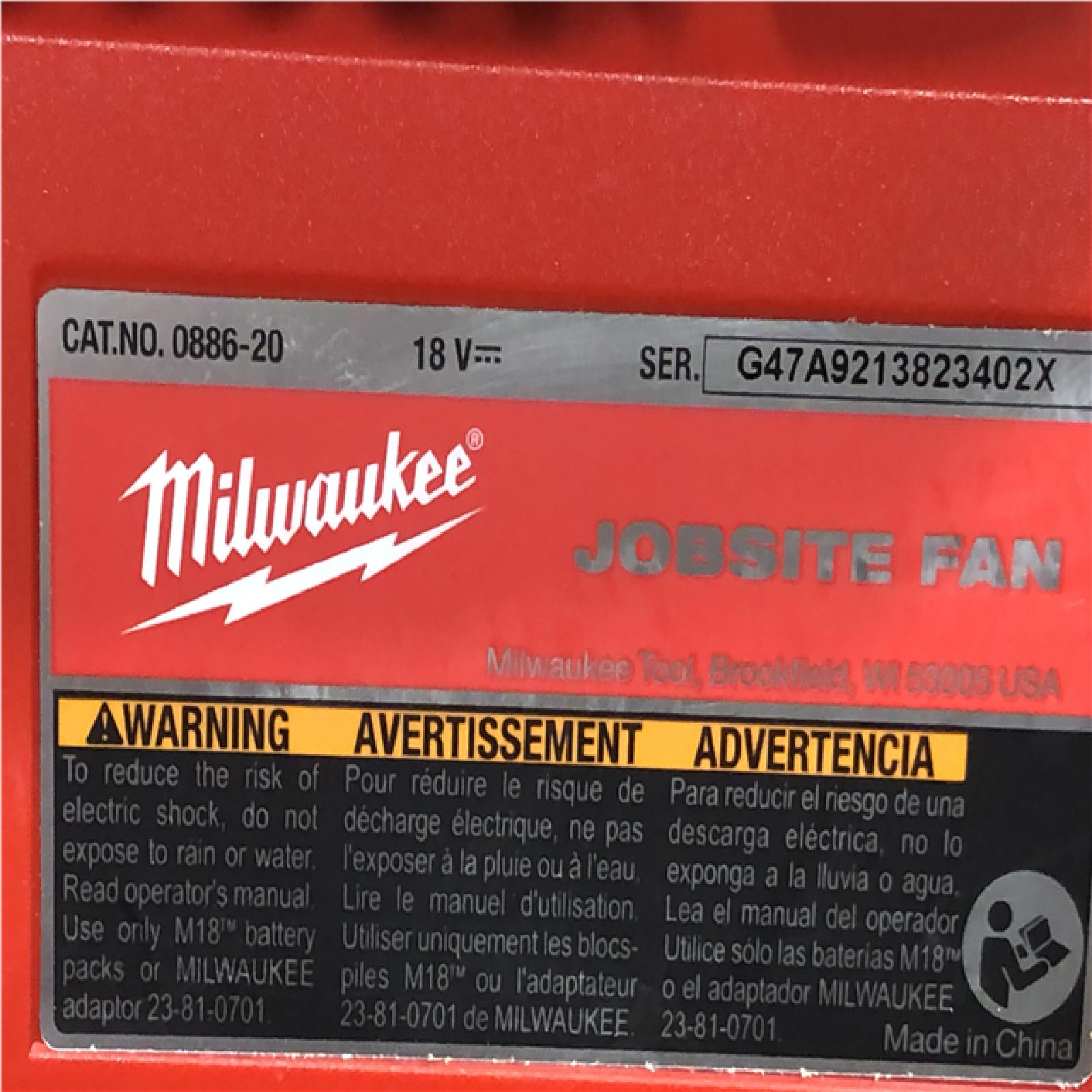 AS-IS - Milwaukee 18-Volt Lithium-Ion Brushless Cordless PACKOUT Jobsite Fan (Tool-Only)