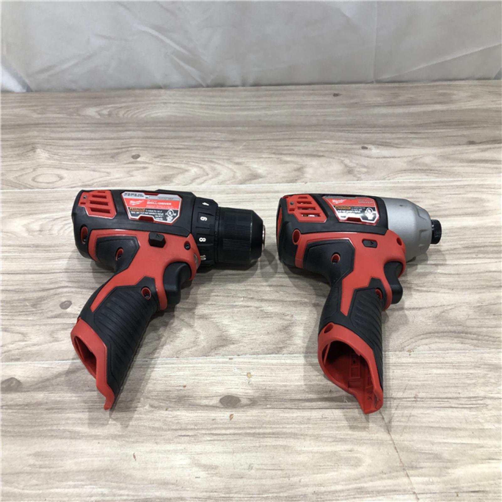 AS-IS Milwaukee 2494-22 M12 Cordless Combination 3/8 Drill / Driver and 1/4 Hex Impact Driver Dual Power Tool Kit