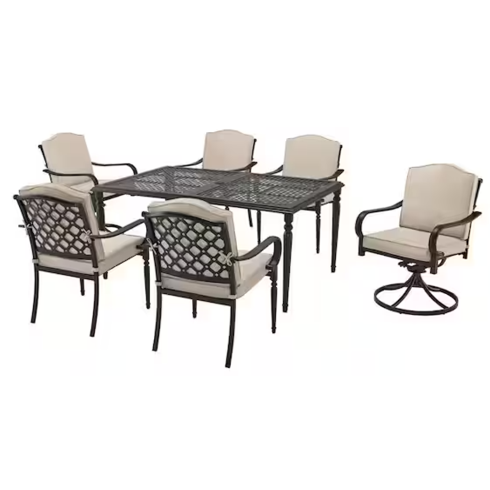 DALLAS LOCATION - HAMPTON BAY Laurel Oaks Dark Brown 7-Piece Metal Outdoor Dining Set
