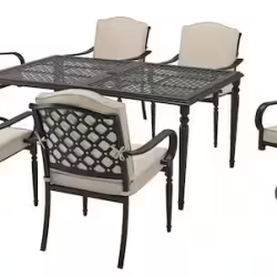 DALLAS LOCATION - HAMPTON BAY Laurel Oaks Dark Brown 7-Piece Metal Outdoor Dining Set