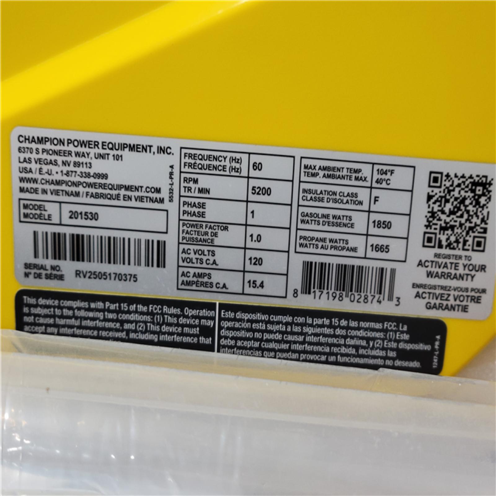 CALIFORNIA AS-IS CHAMPION PORTABLE GENERATOR