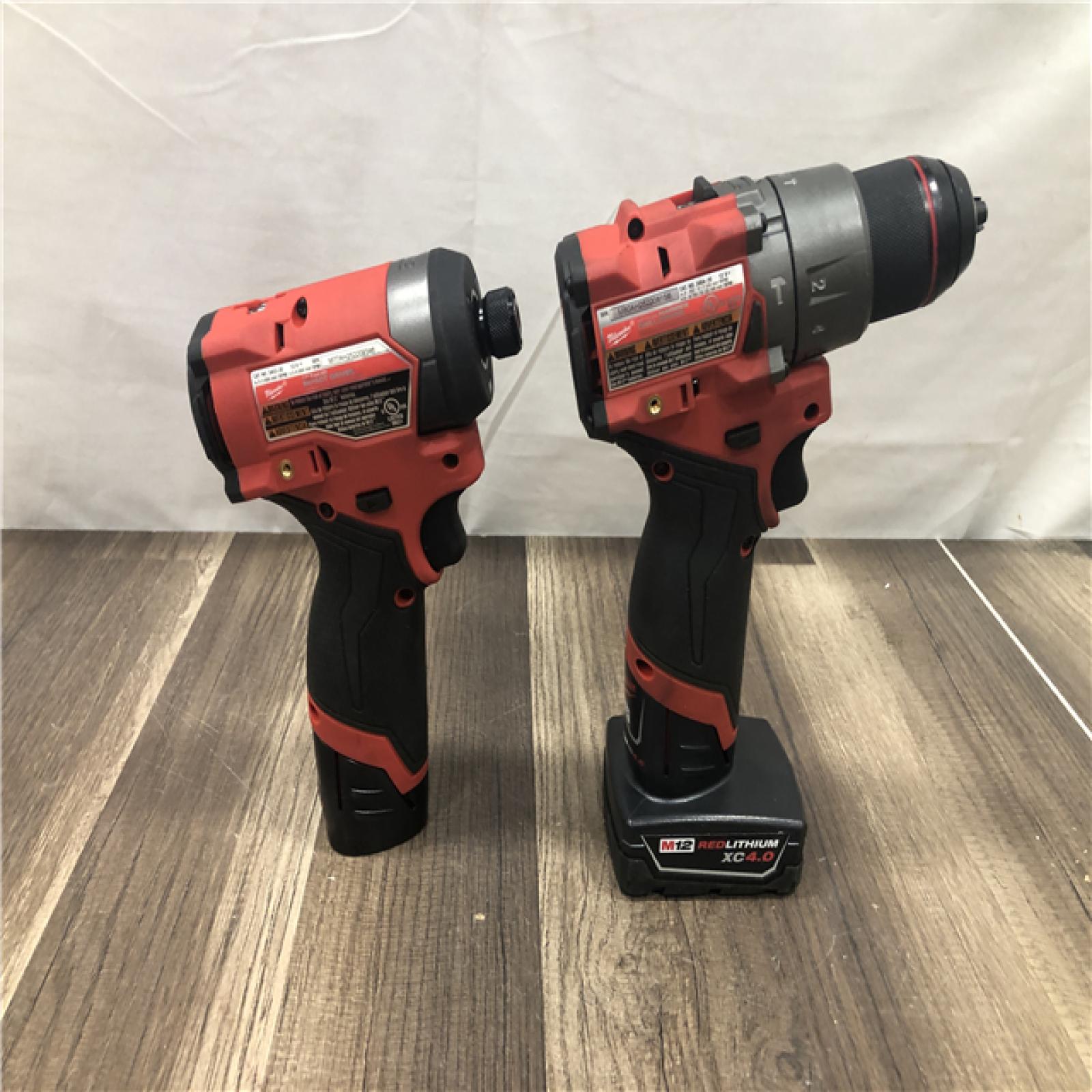 AS-IS Milwaukee FUEL 12-Volt Lithium-Ion Brushless Cordless Hammer Drill and Impact Driver Combo Kit