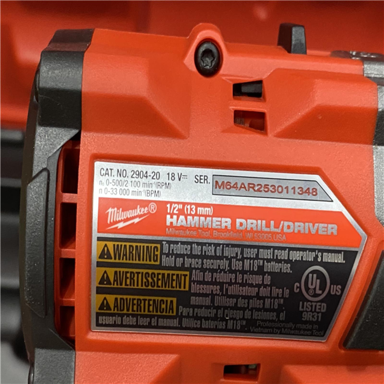 AS-IS Milwaukee FUEL 18V Lithium-Ion Brushless Cordless 1/2 in. Hammer Drill Driver Kit