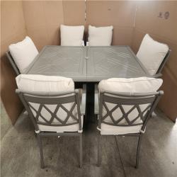 Phoenix LIKE NEW Hampton Bay Preston Pointe Dark Cement Gray 7-Piece Metal Outdoor Dining Set with CushionGuard Putty Cushions