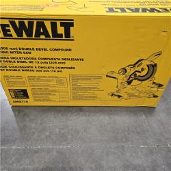 LIKE NEW- DEWALT 15 Amp Corded 12 in. Double Bevel Sliding Compound Miter Saw, Blade Wrench and Material Clamp