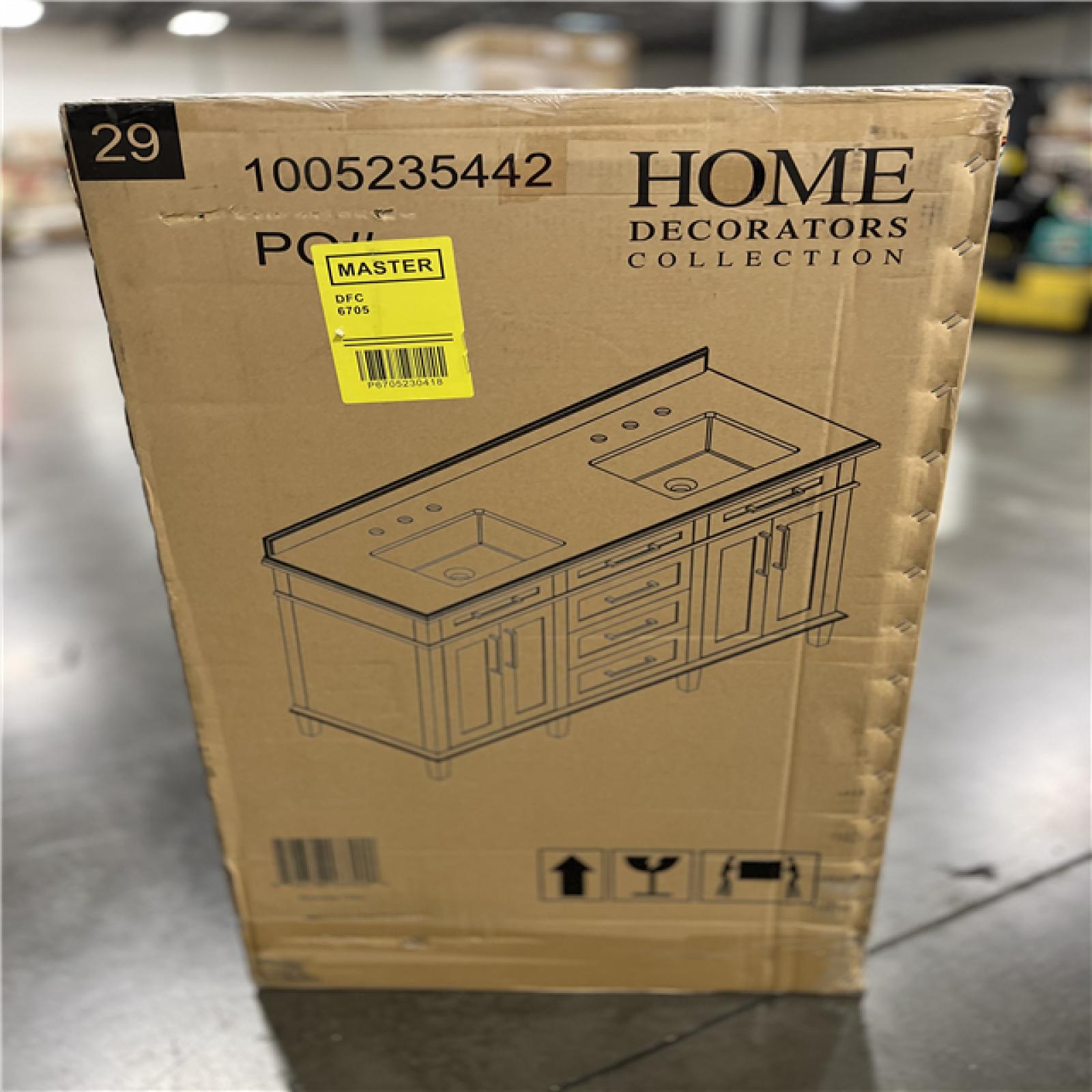 DALLAS LOCATION - Home Decorators Collection Sonoma 72 in. Double Sink Almond Latte Bath Vanity with Carrara Marble Top (Assembled)