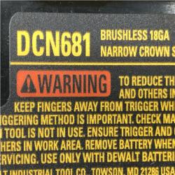 AS-IS DEWALT Cordless 18-Gauge Narrow Crown Stapler (Tool Only)