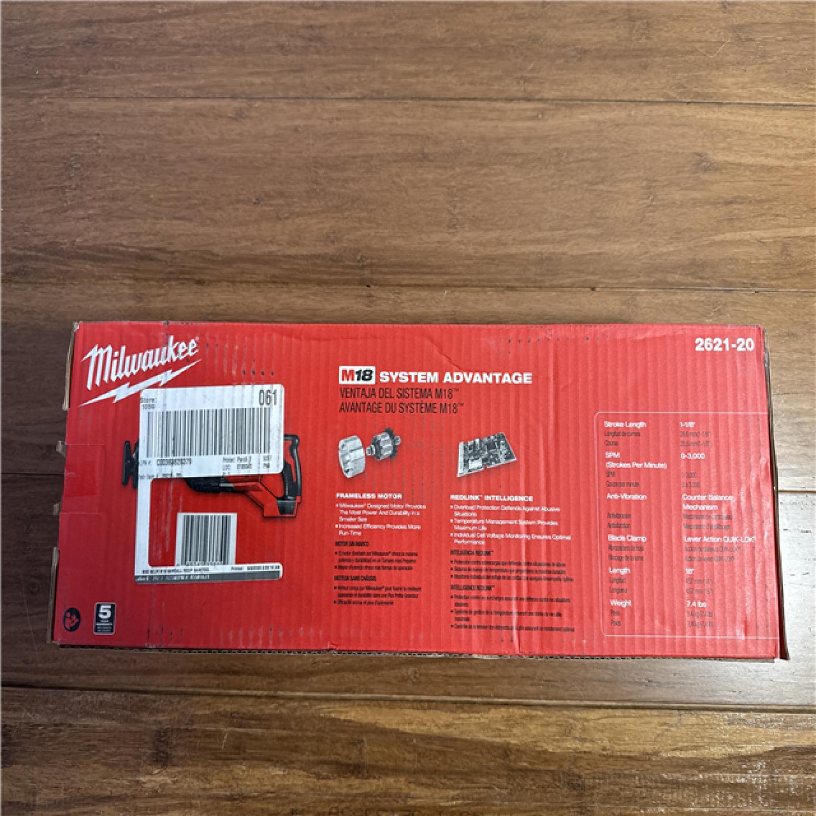 California NEW Milwaukee Sawzall M18 Cordless Recip Saw (Tool Only)