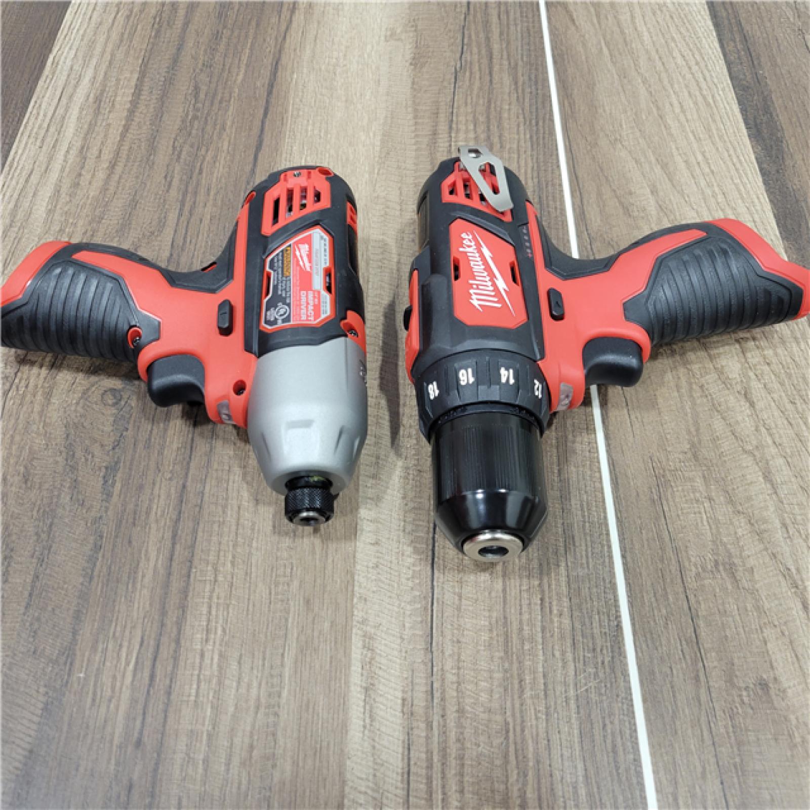 AS-IS  Milwaukee M12 12V Lithium-Ion Cordless Drill Driver/Impact Driver Combo Kit with Two 1.5Ah Batteries, Charger and Bag (2-Tool)