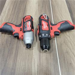 AS-IS  Milwaukee M12 12V Lithium-Ion Cordless Drill Driver/Impact Driver Combo Kit with Two 1.5Ah Batteries, Charger and Bag (2-Tool)