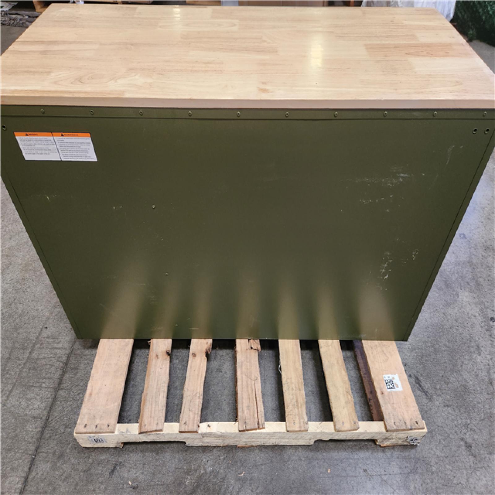 Phoenix Husky Standard-Duty 52 in. W 10-Drawer Matte Army Green Mobile Workbench Cabinet with Solid Wood Top