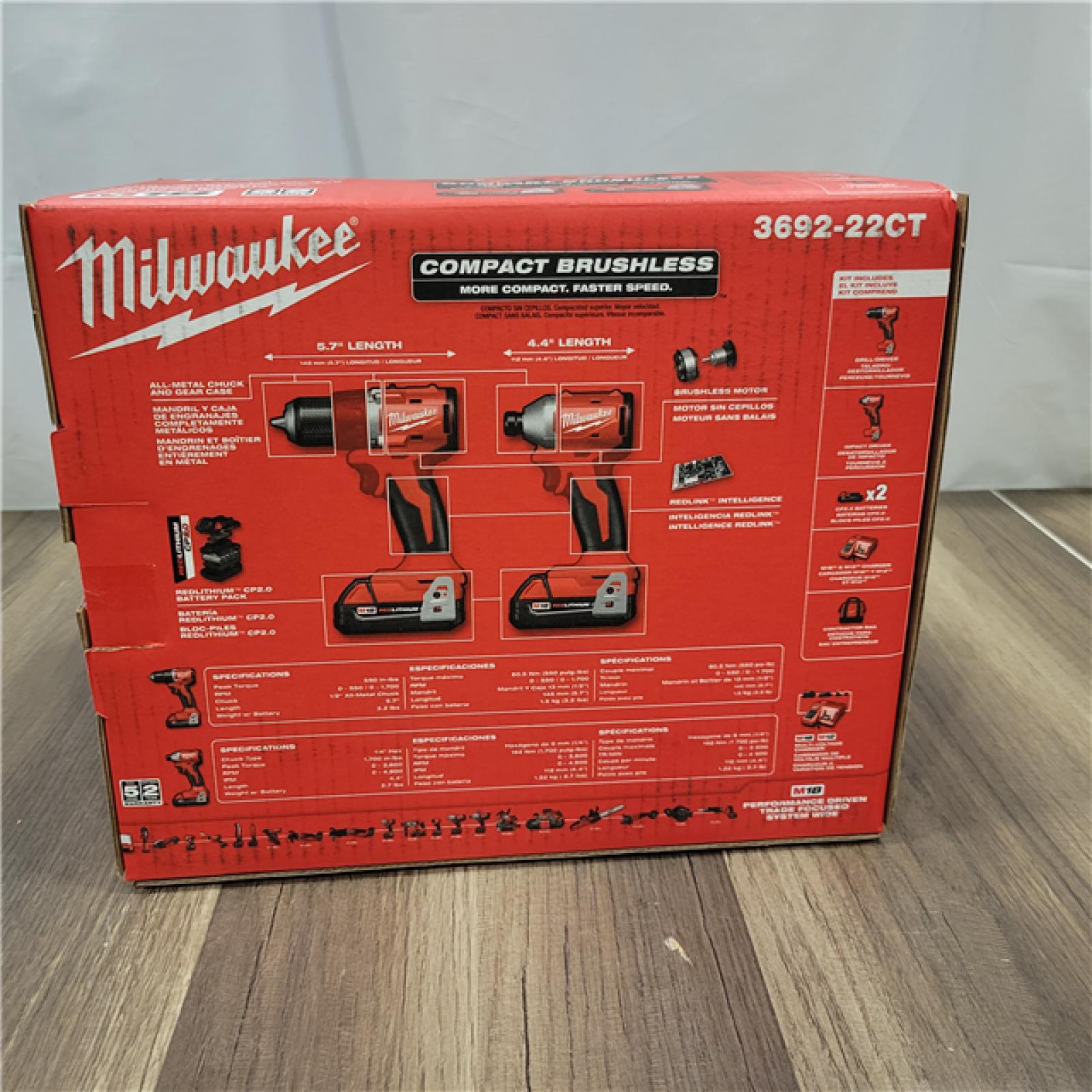 NEW Milwaukee M18 18V Lithium-Ion Brushless Cordless Compact Drill/Impact Combo Kit (2-Tool) W/(2) 2.0 Ah Batteries, Charger & Bag