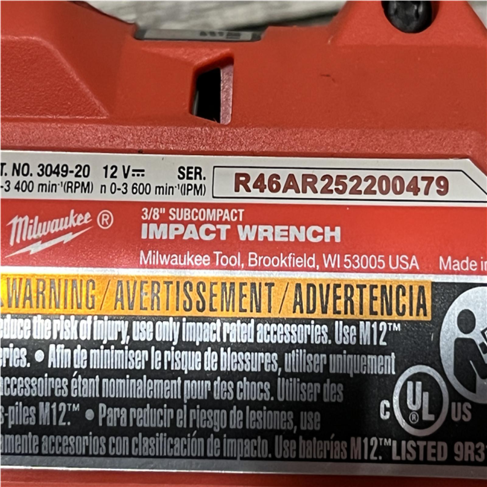 AS-IS Milwaukee  FUEL 12V Lithium-Ion Brushless Cordless 3/8 in. Sub Compact Impact Wrench (Tool-Only)