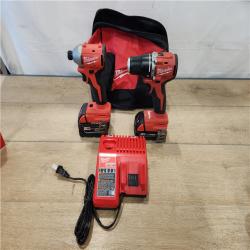AS-IS- Milwaukee 18-Volt Lithium-Ion Brushless Cordless Compact Hammer Drill/Impact Combo Kit