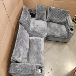 Phoenix AS-IS 104in square Arm Corduroy Sofa in Gray with Arm Chair