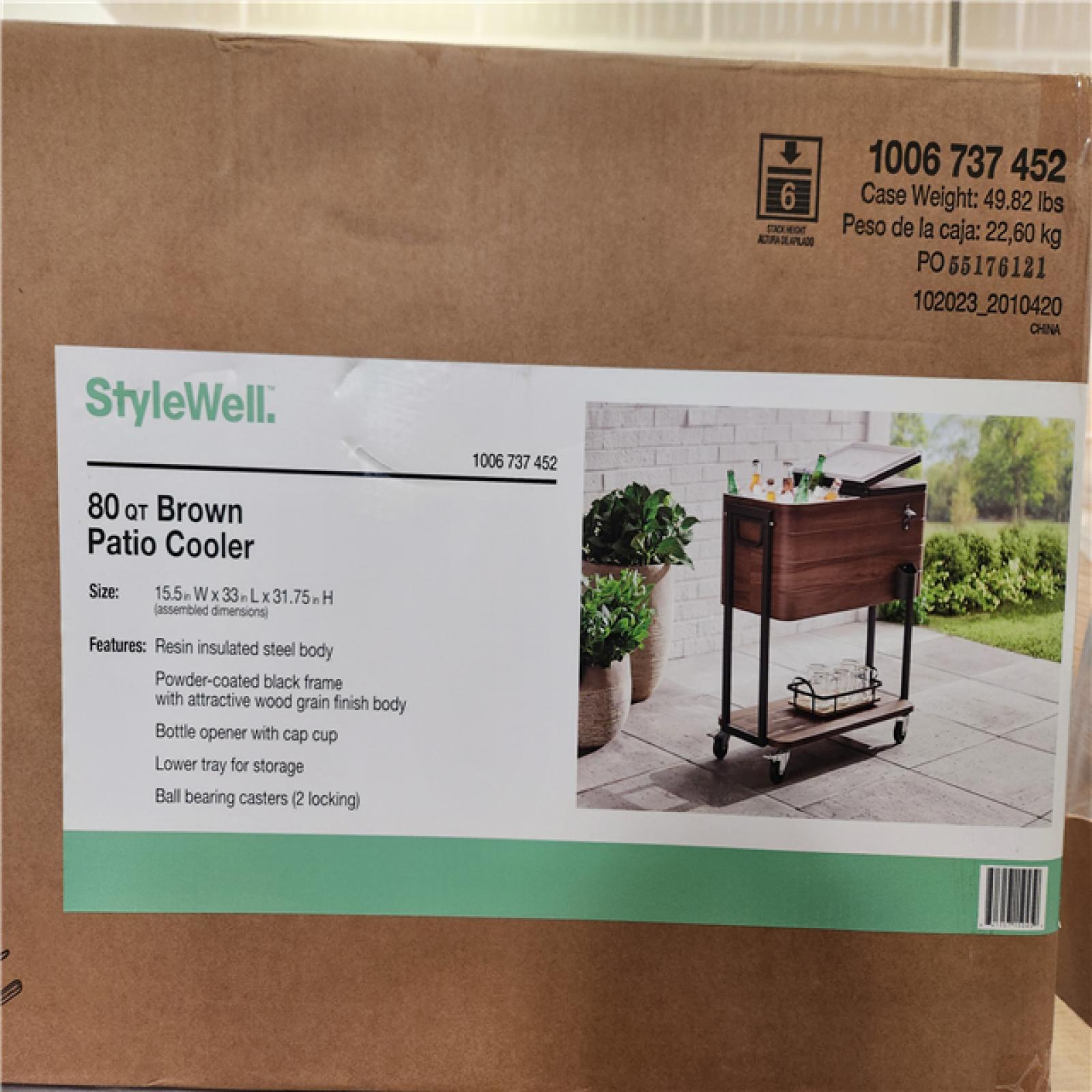 Phoenix Location StyleWell 80 Qt. Brown Woodgrain Cooler with Black Pallet (8-Total)