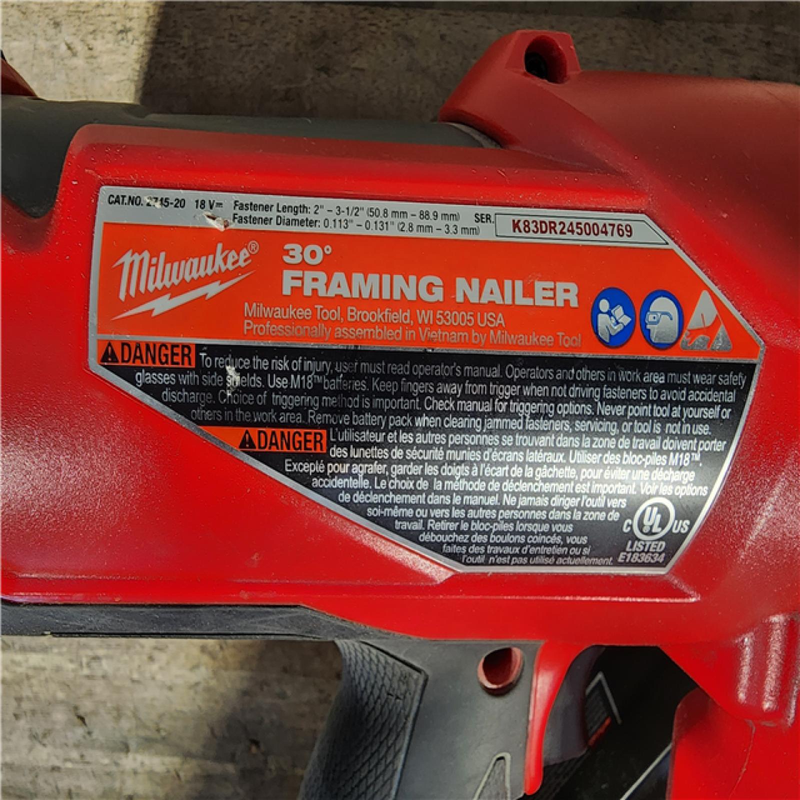 HOUSTON LOCATION - AS-IS Milwaukee M18 FUEL 30 Degree Framing Nailer (TOOL ONLY)