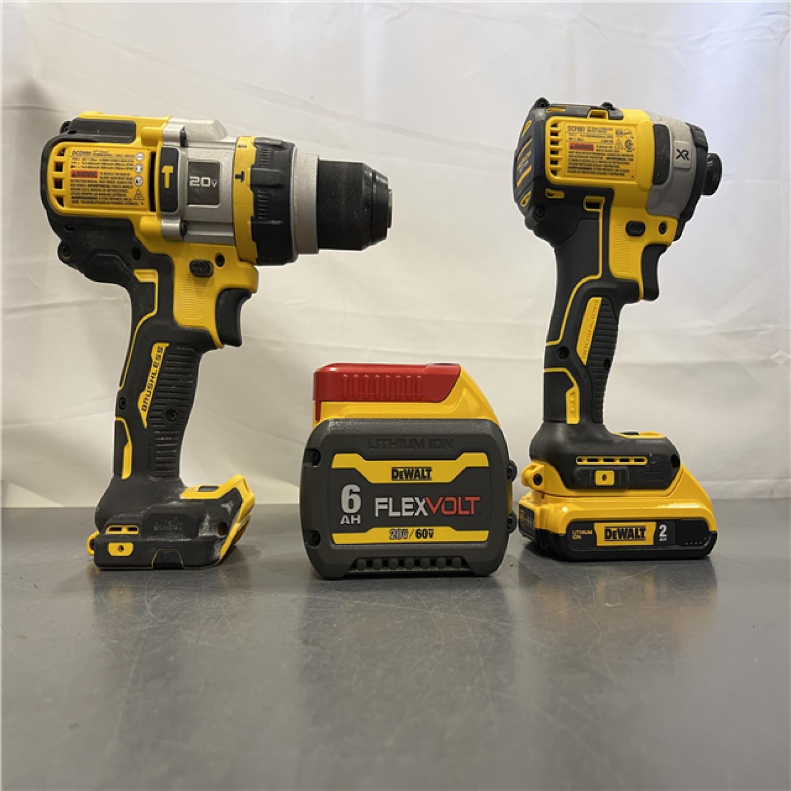 AS-IS - DEWALT 20V MAX Cordless Brushless Hammer Drill/Driver 2 Tool Combo Kit with FLEXVOLT ADVANTAGE