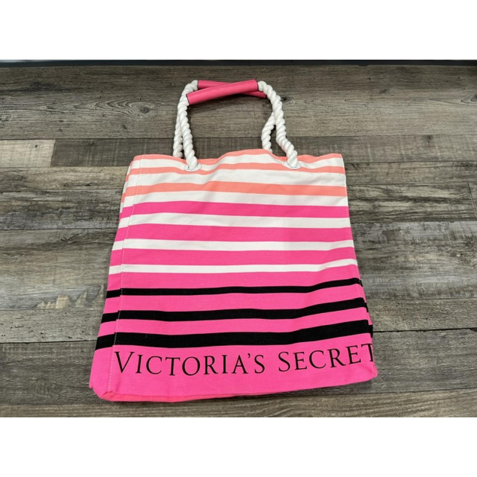 NEW - Victoria Secret Pink Stripe Special Edition Tote Canvas Rope Handles
