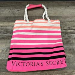 NEW - Victoria Secret Pink Stripe Special Edition Tote Canvas Rope Handles