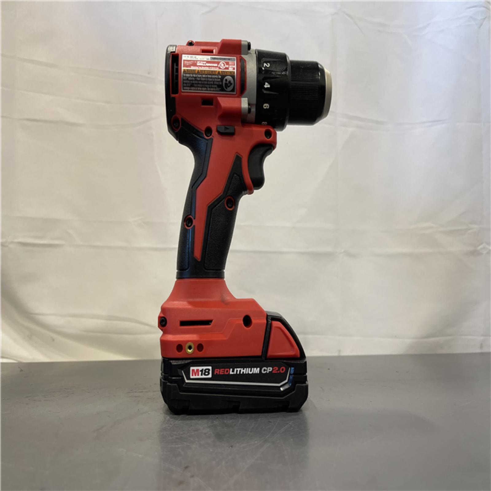 AS-IS - Milwaukee M18 18V Lithium-Ion Brushless Cordless 1/2 in. Compact Drill/Driver Kit