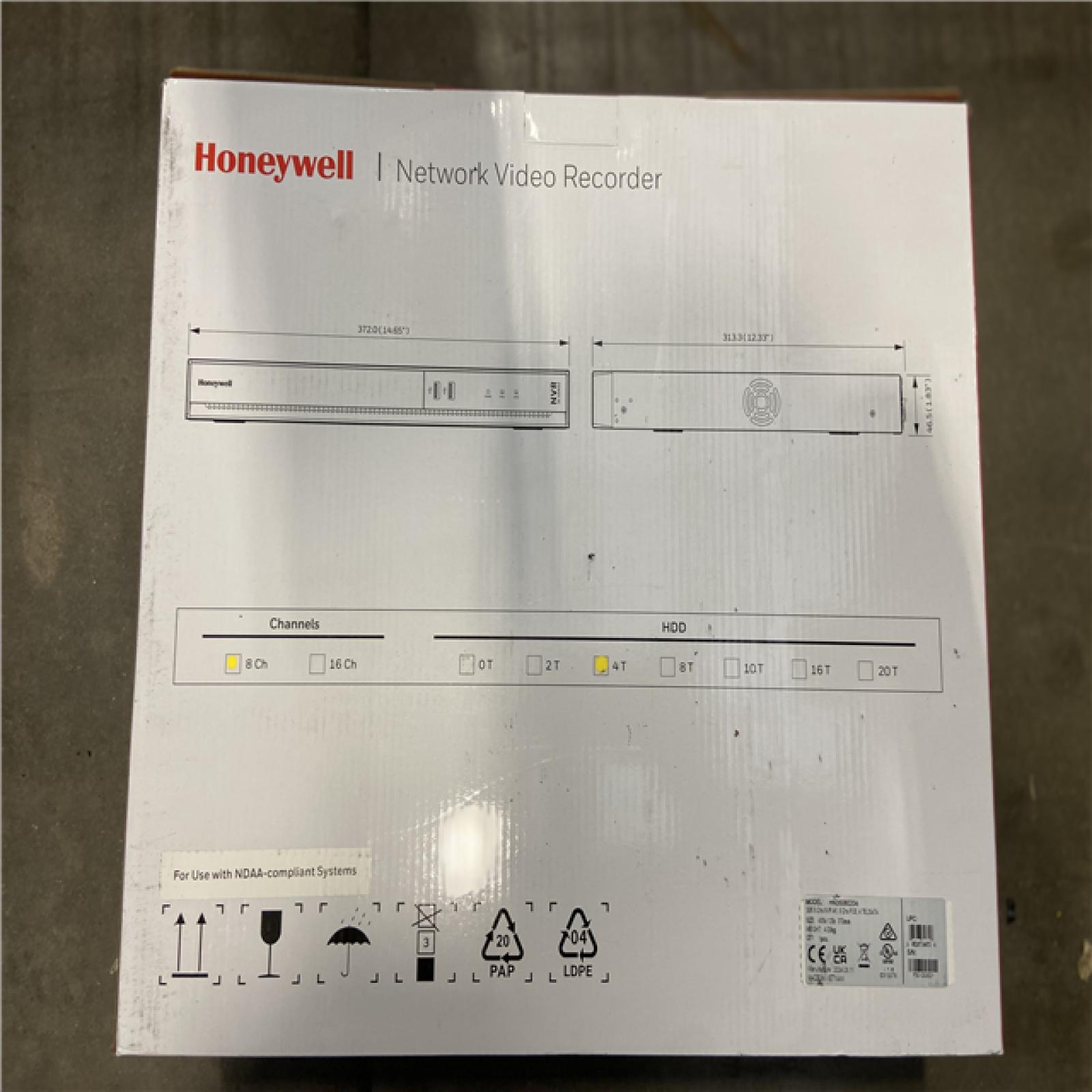 NEW! - Honeywell 8CH 4K 35 Series Embedded NVR - 2 HDD - 4TB HDD