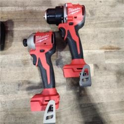 HOUSTON LOCATION - AS-IS Milwaukee M18 18V Lithium-Ion Brushless Cordless Compact Drill/Impact Combo Kit (2-Tool) W/(2) 2.0 Ah Batteries  Charger & Bag