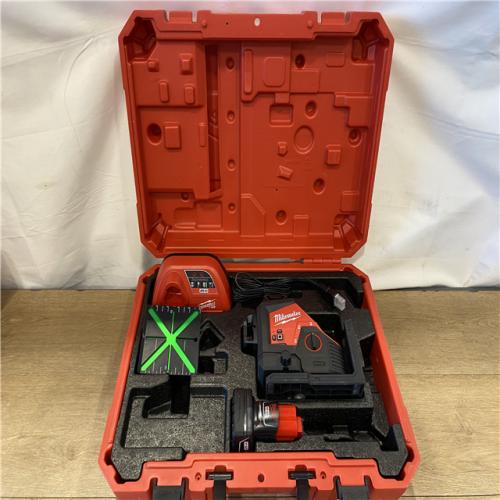 AS-IS Milwaukee 12-Volt Lithium-Ion Cordless Green 250 ft. 3-Plane Laser Level Kit