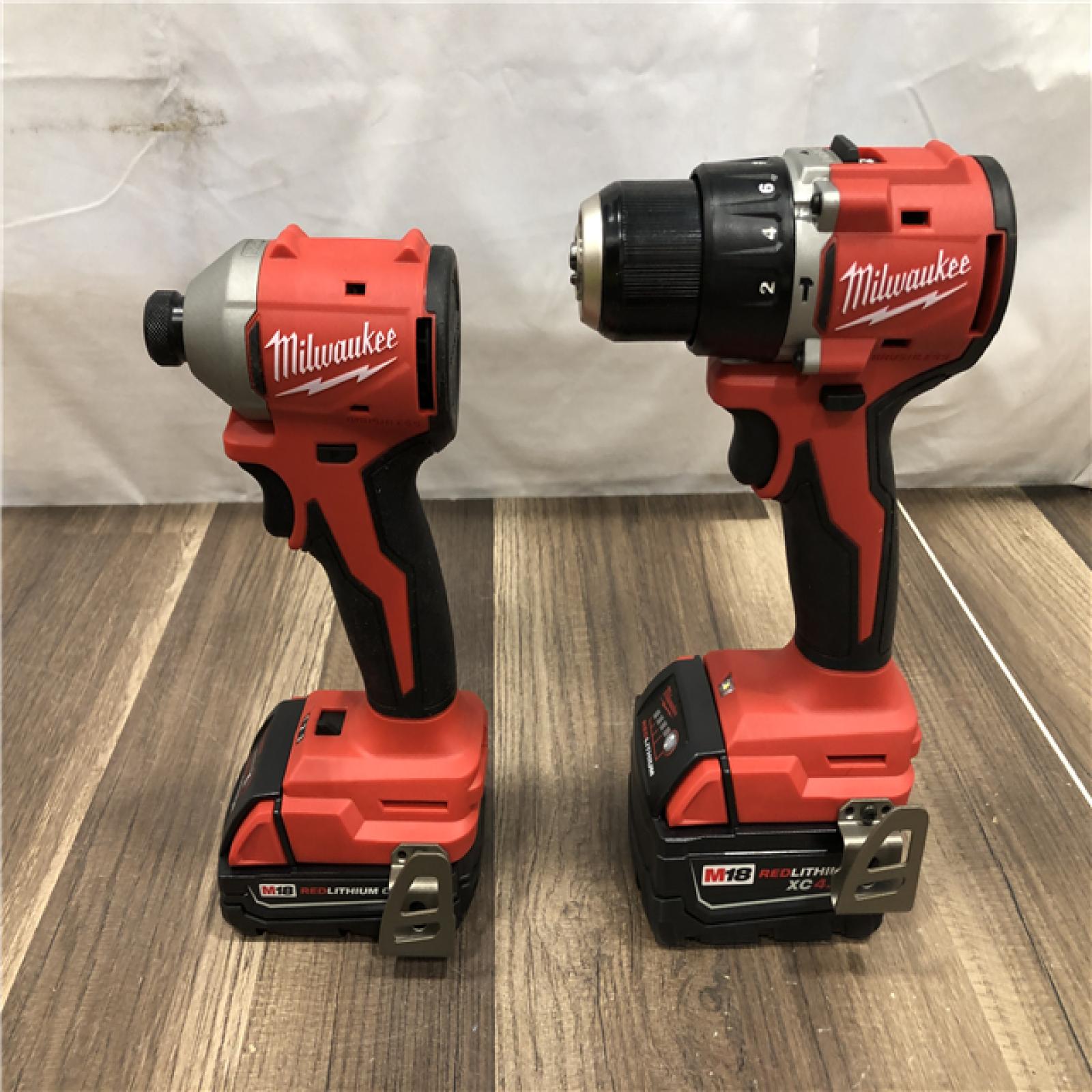 AS-IS Milwaukee 18-Volt Lithium-Ion Brushless Cordless Compact Hammer Drill/Impact Combo Kit