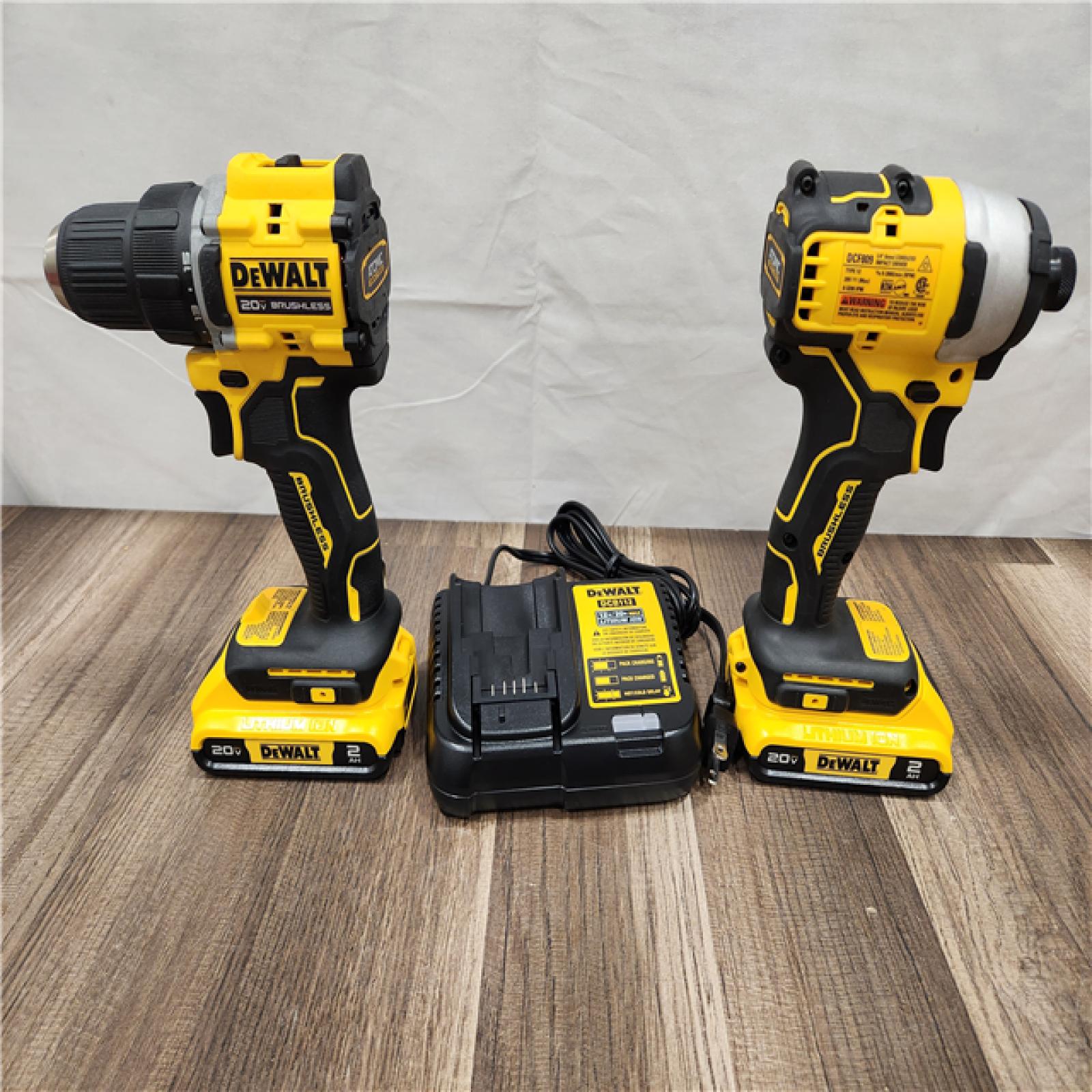 AS-IS Dewalt 20V MAX ATOMIC Brushless Compact Lithium-Ion 1/2 in. Cordless Drill Driver and 1/4 in. Impact Driver Combo Kit with 2 Batteries 2 Ah