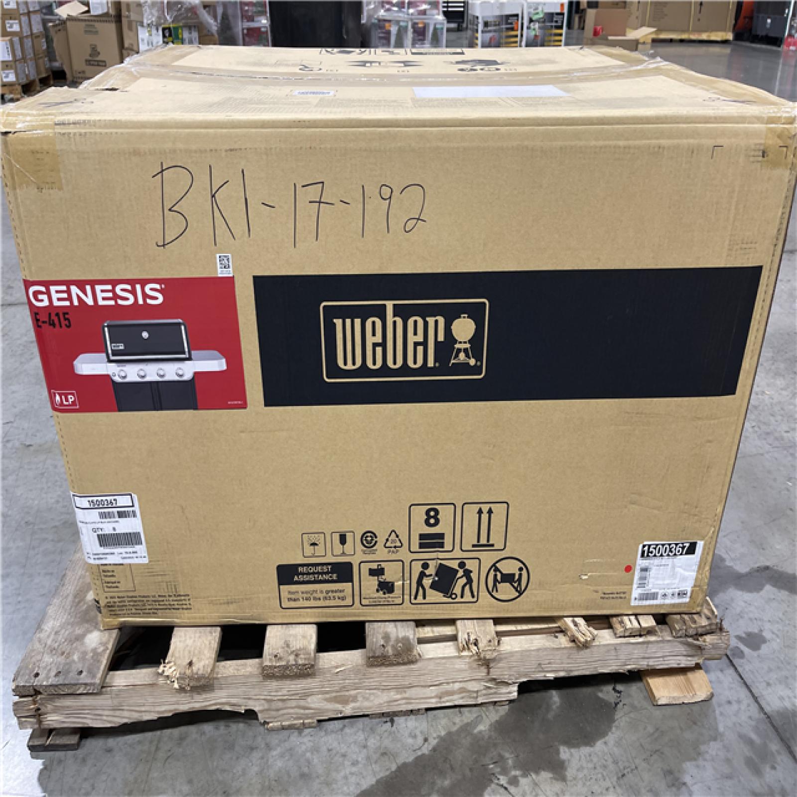 DALLAS LOCATION - Weber Genesis E-415 4-Burner Liquid Propane Gas Grill in Black with Side Tables
