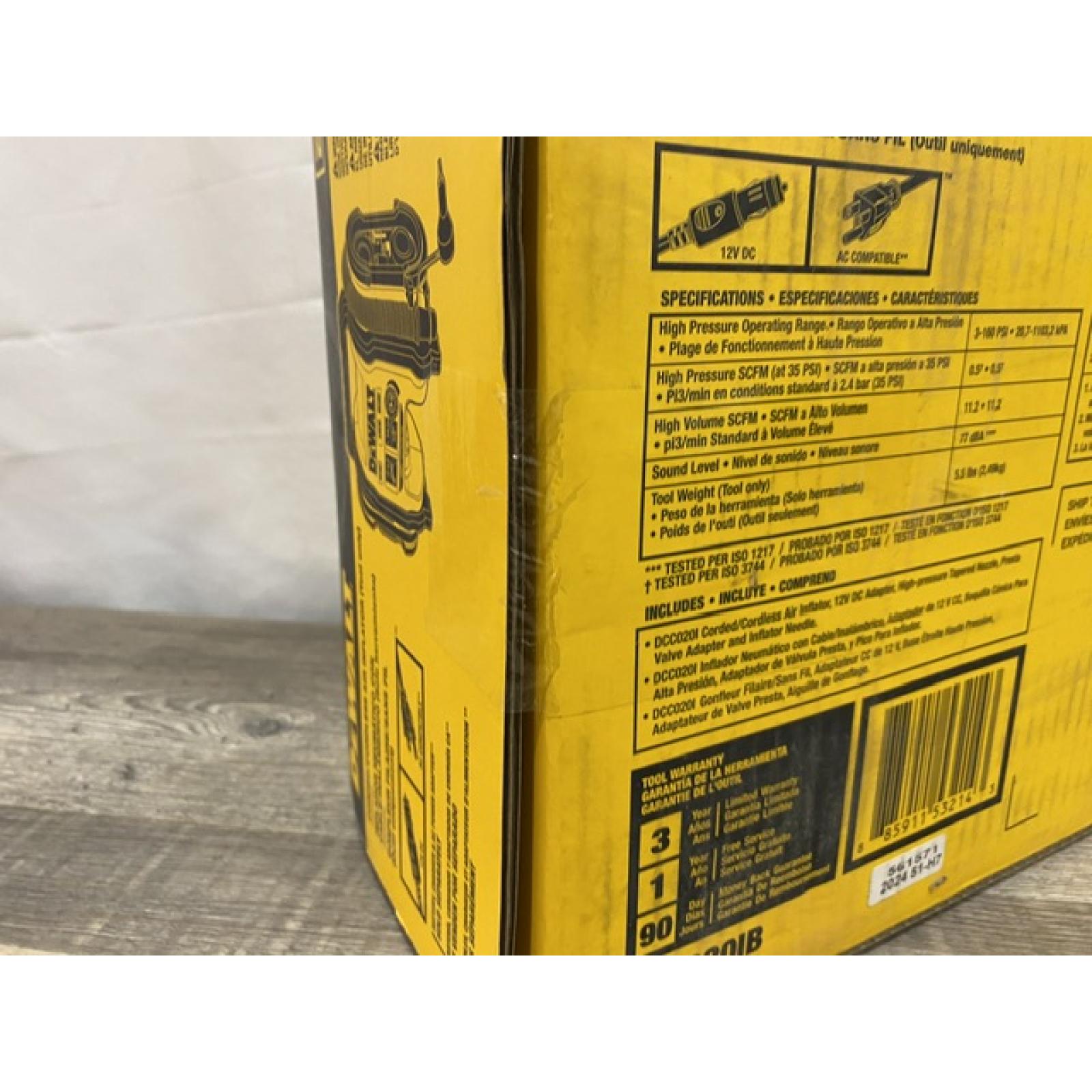 NEW -  DEWALT 20V MAX Cordless Electric Portable Inflator (Tool Only)