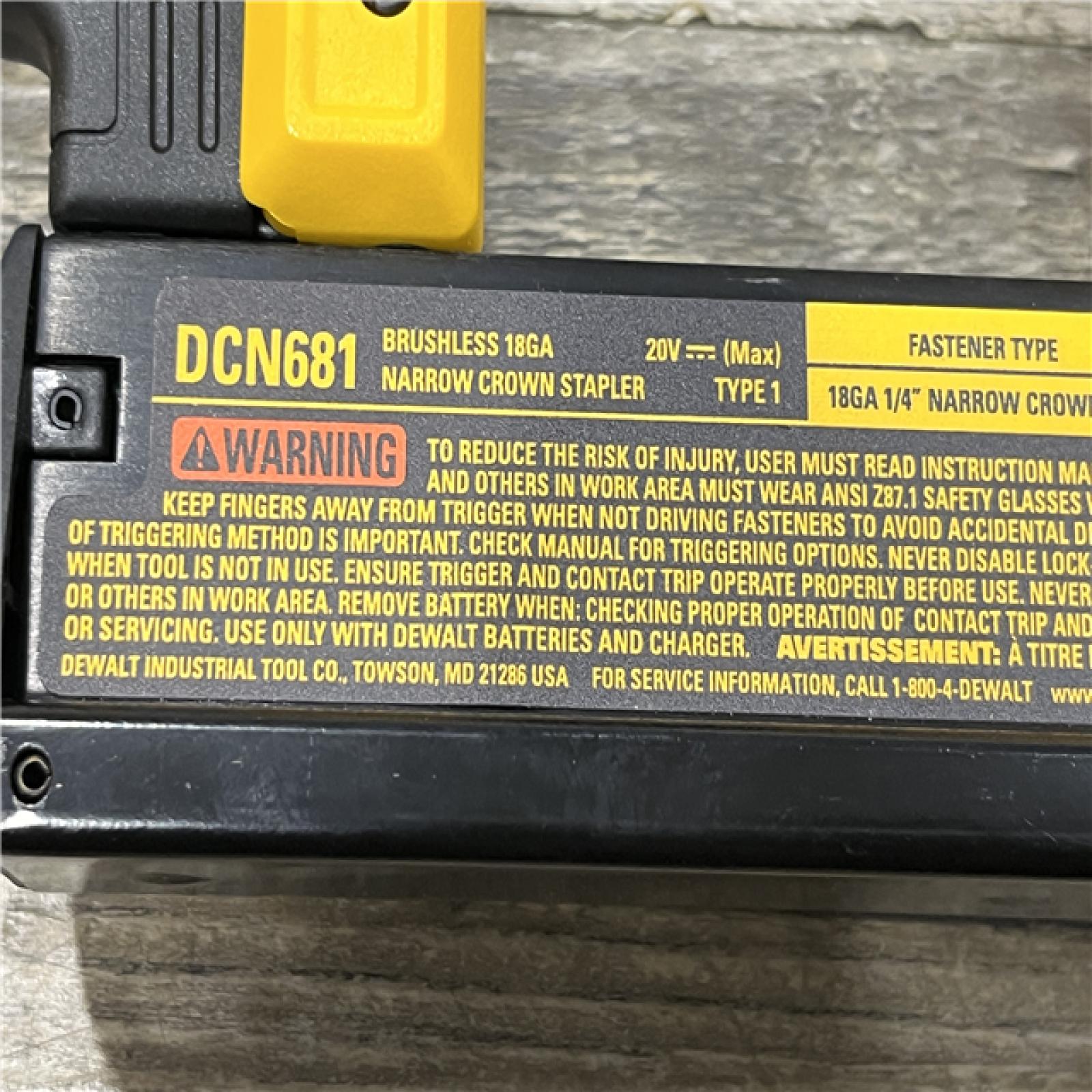 AS-IS DEWALT 20V MAX XR Lithium-Ion Cordless 18-Gauge Narrow Crown Stapler Kit