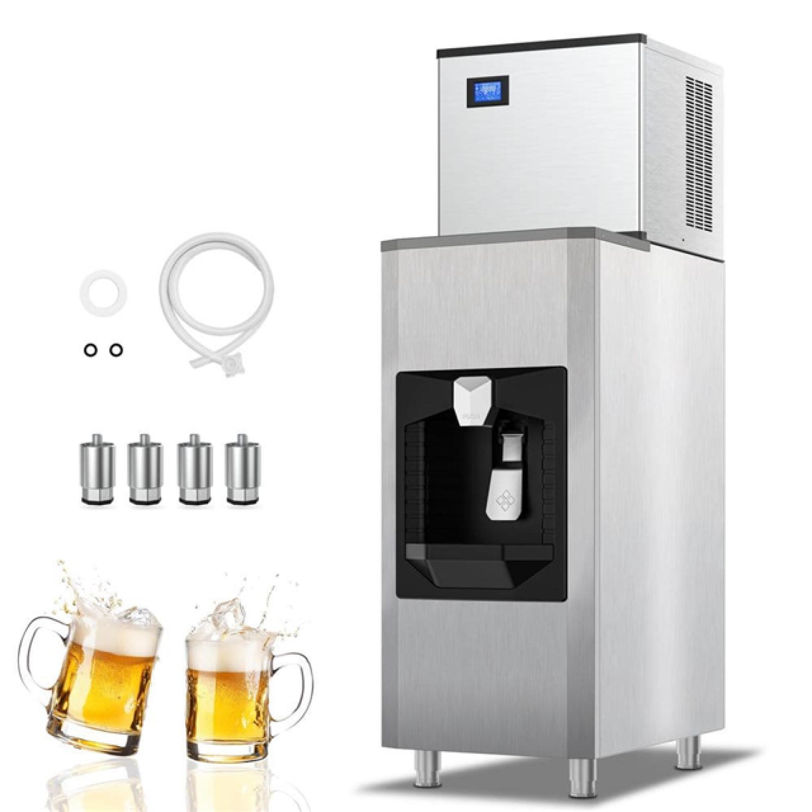 Phoenix NEW Hooure 22.2 in. Commercial Ice Maker 400 lbs./24 H Freestanding Stainless Steel Ice Maker Full Size Cubes with 200 lbs. Storage