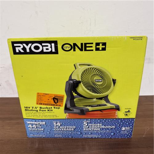 California NEW Ryobi One+ 18V 7.5 Bucket Top Misting Fan Kit  Includes (1) Battery & Charger