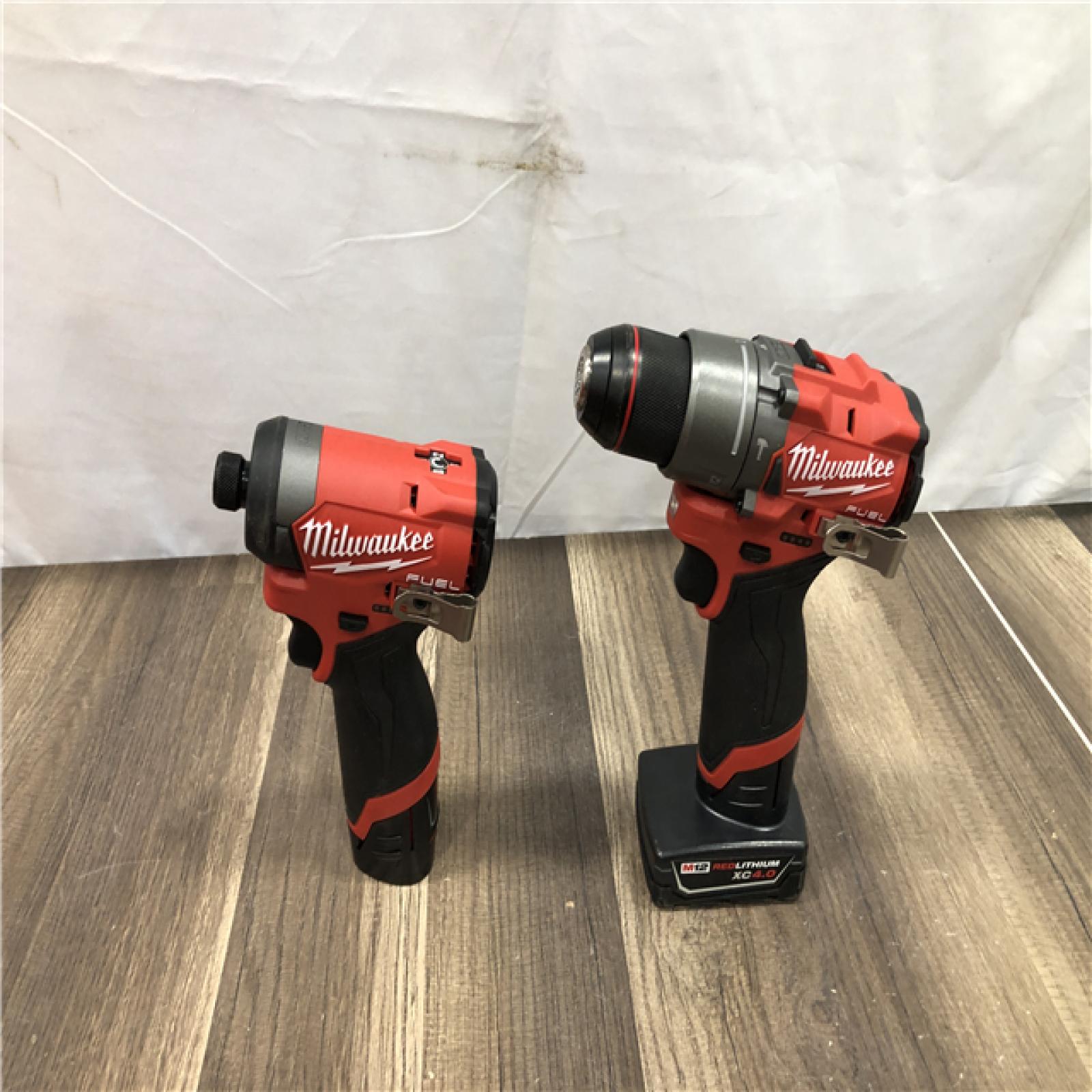 AS-IS Milwaukee FUEL 12-Volt Lithium-Ion Brushless Cordless Hammer Drill and Impact Driver Combo Kit