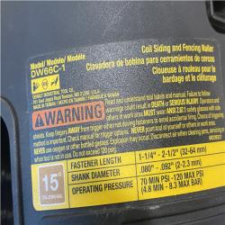 AS-IS DEWALT DW66C-1 2-1/2 Inch 15 Degree Coil Siding and Fencing Nailer