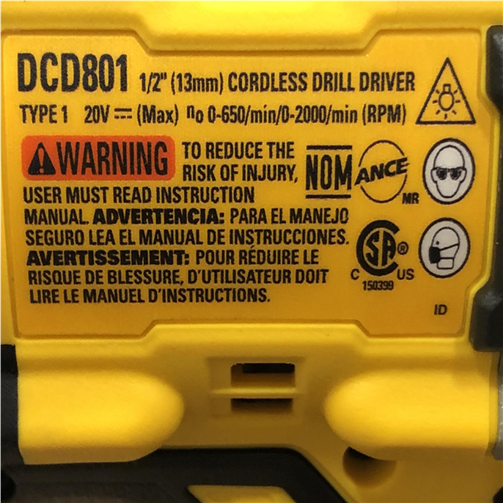 AS-IS DEWALT 20V XR Lithium-Ion Cordless Brushless 1/2 in. Drill/Driver Kit