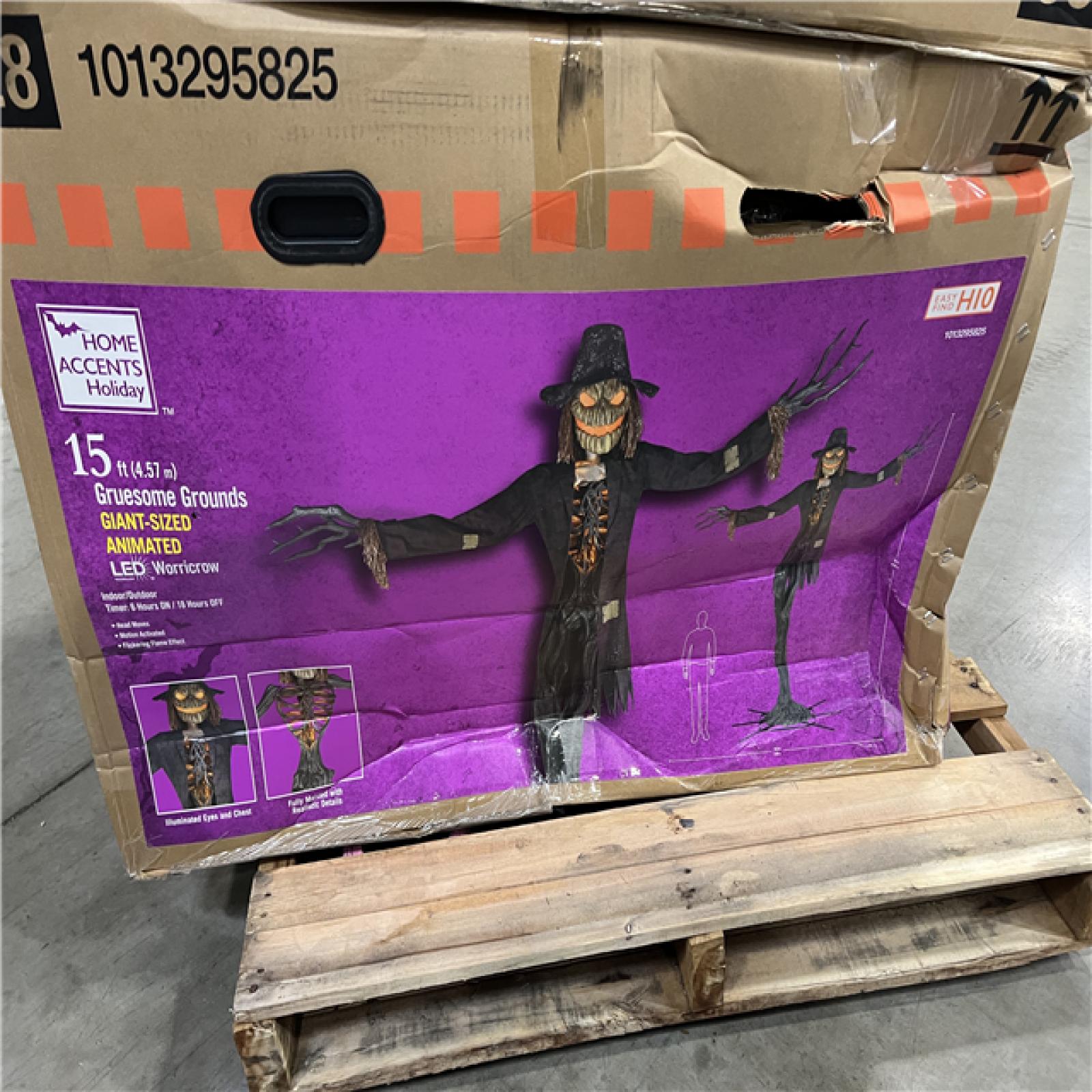 DALLAS LOCATION- AS-IS Home Accents Holiday 15 ft. Gruesome Grounds Giant-Sized Animated LED Worricrow H10