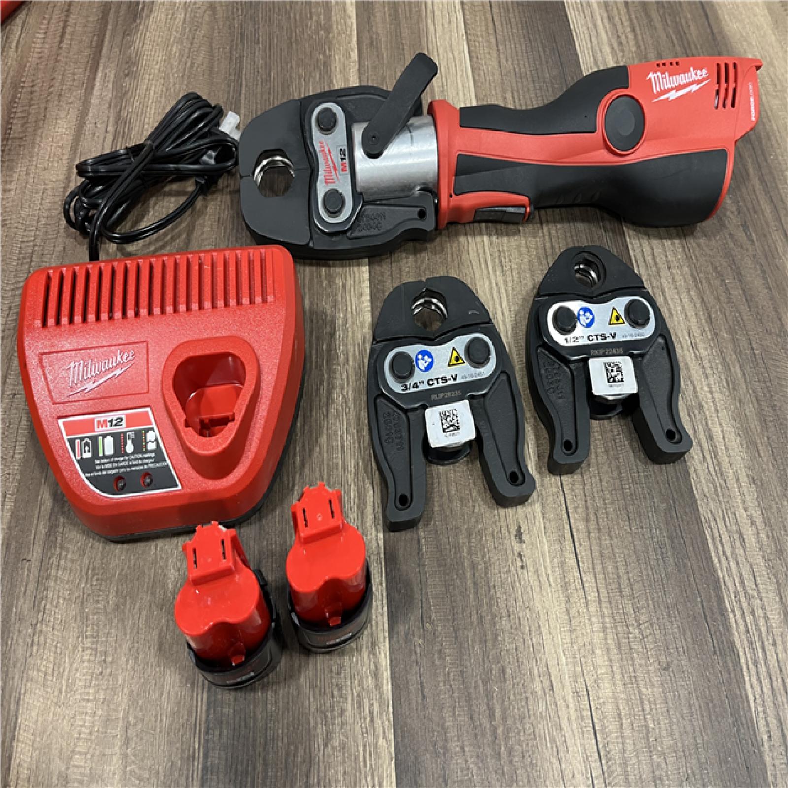 AS-IS MILWAUKEE 12-Volt Lithium-Ion Force Logic Cordless Press Tool Kit (3 Jaws Included) with Two 1.5 Ah Battery and Hard Case